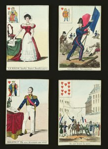 Quatre cartes à jouer commémorant les héros de juillet 1830, 1831 - French School